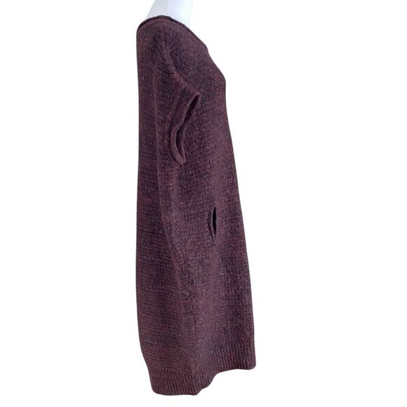 SARAH PACINI BURGUNDY WOOL MOHAIR BLEND BOAT NECK OVERSIZED TUNIC DRESS - XS - Picture 2 of 8